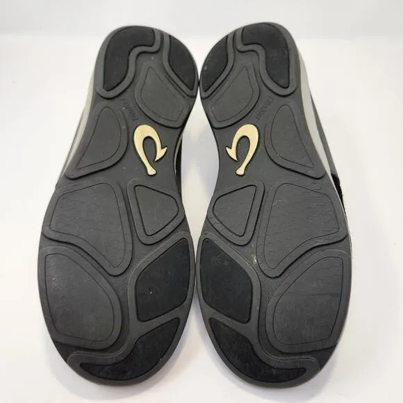 OluKai Mens Makia Ulana Kai Black Gray Slip On Sneakers Size 9.5 Casual Shoes