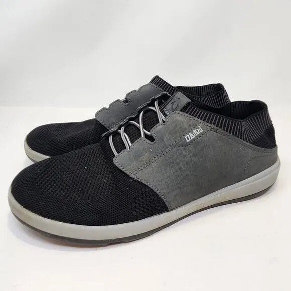 OluKai Mens Makia Ulana Kai Black Gray Slip On Sneakers Size 9.5 Casual Shoes