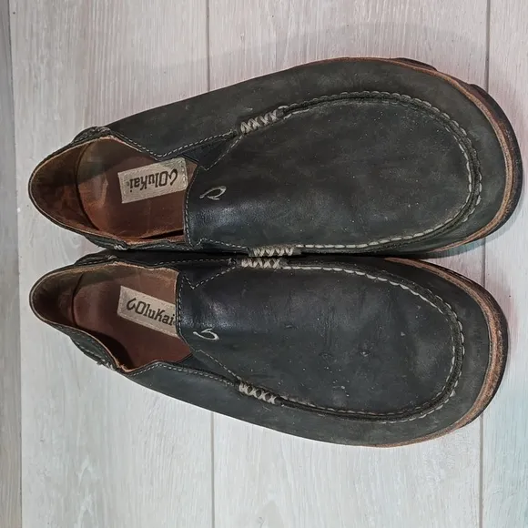 Olukai Mens Moloa Leather Loafer Slip on shoes sz 10