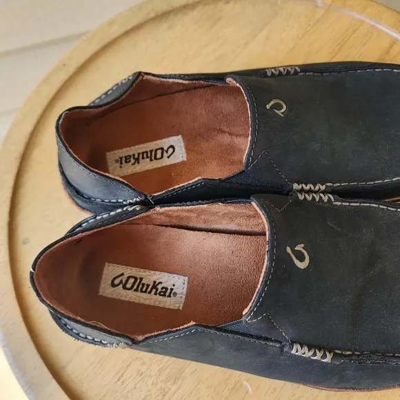 Olukai Moloa men's leather slip on shoes size 8