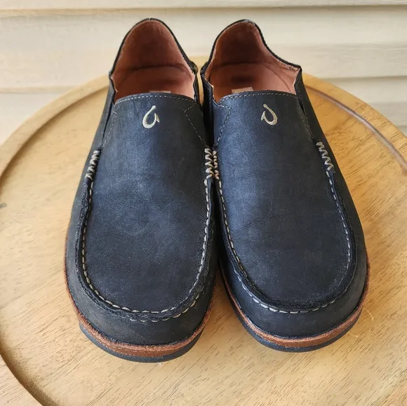 Olukai Moloa men's leather slip on shoes size 8
