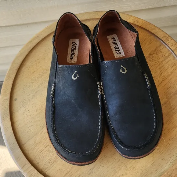 Olukai Moloa men's leather slip on shoes size 8