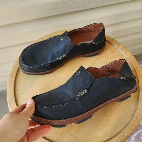 Olukai Moloa men's leather slip on shoes size 8