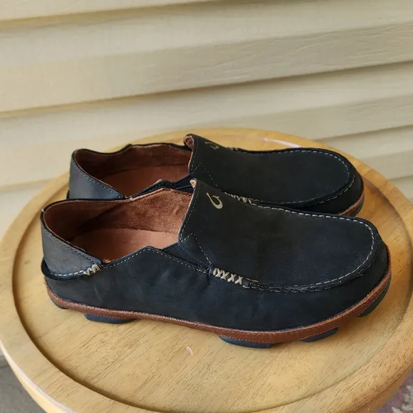 Olukai Moloa men's leather slip on shoes size 8