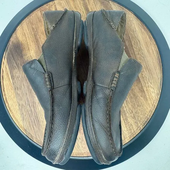 Olukai Moloa Slip On Brown Leather Loafer Shoes Men's Size 10.5