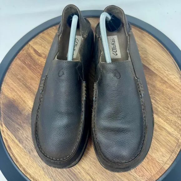 Olukai Moloa Slip On Brown Leather Loafer Shoes Men's Size 10.5