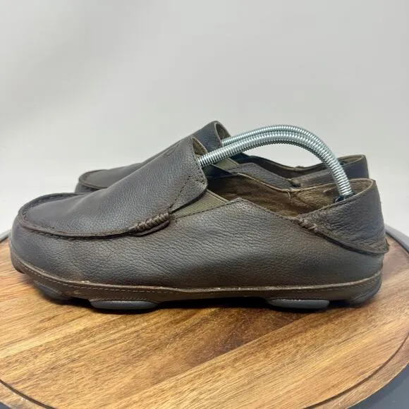 Olukai Moloa Slip On Brown Leather Loafer Shoes Men's Size 10.5