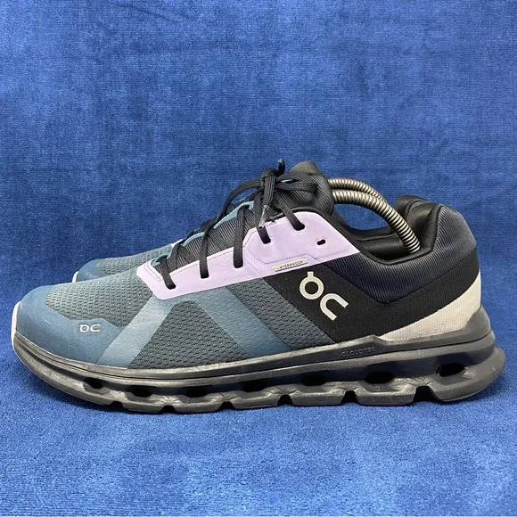 On Cloud cloudrunner mens running shoes size 10.5 US black/blue/purple pre owned