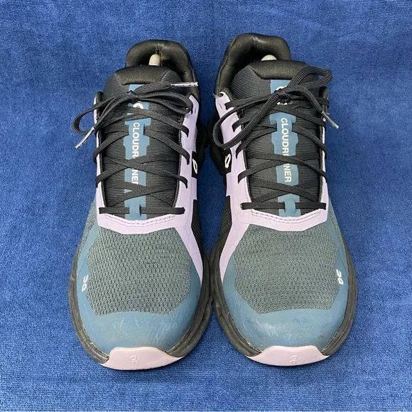On Cloud cloudrunner mens running shoes size 10.5 US black/blue/purple pre owned