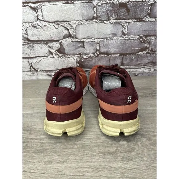On Cloudflow Flare Dawn Burgundy Red Synthetic Lace Gym Shoes Men Sz 9.5M US/43
