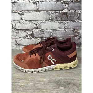 On Cloudflow Flare Dawn Burgundy Red Synthetic Lace Gym Shoes Men Sz 9.5M US/43