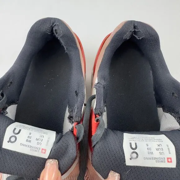 On Cloudstratus pink and red running shoes