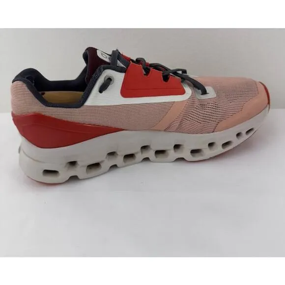 On Cloudstratus pink and red running shoes