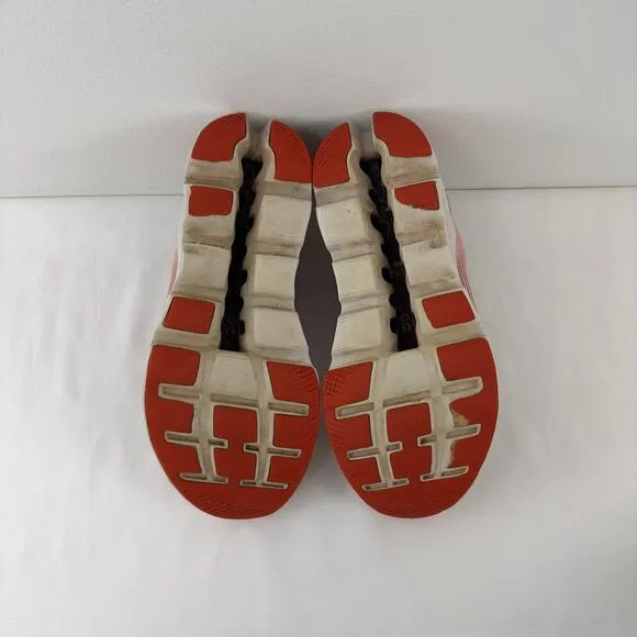 On Cloudstratus pink and red running shoes
