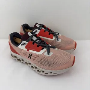 On Cloudstratus pink and red running shoes