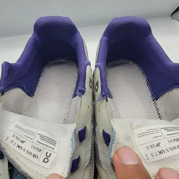 On Cloudvista Womens 9.5 White Purple Athletic Shoes Outdoors Running Walking