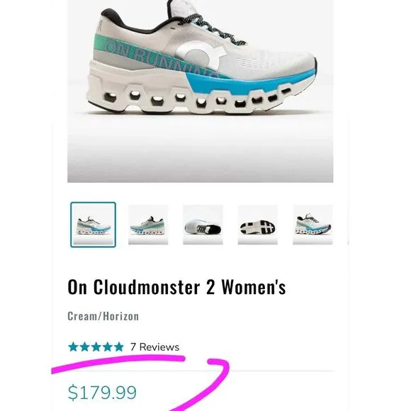On Running Cloudmonster 2 Athletic Shoes Women's | Cream/Horizon | NEW!!
