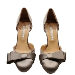 Oscar de la Renta Miss Dodo crepe de china Bow Heel Pumps 36 37 size 6 6.5