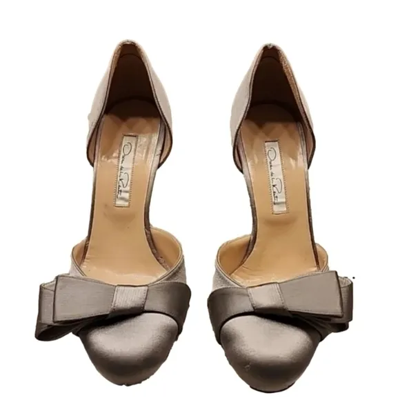 Oscar de la Renta Miss Dodo crepe de china Bow Heel Pumps 36 37 size 6 6.5