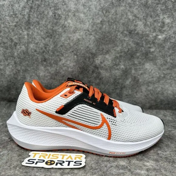 OSU Cowboys Nike Zoom Pegasus 40 Running Shoes Mens Size 6.5 White DZ5973-100