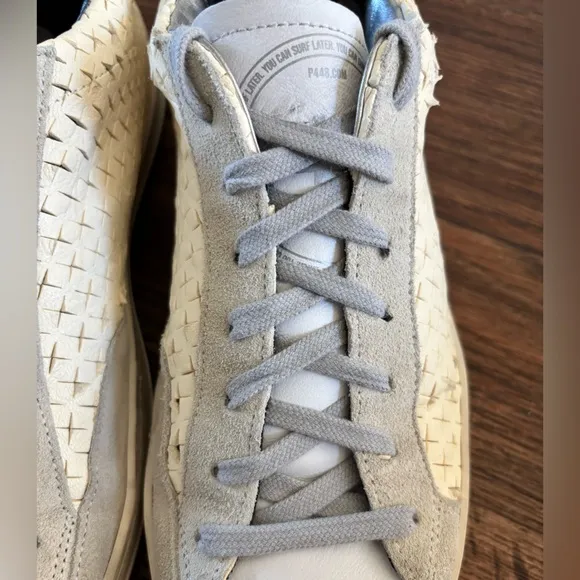 P448 Leather John Perforated Cross Low Top White Sneakers Shoes Made in Italy