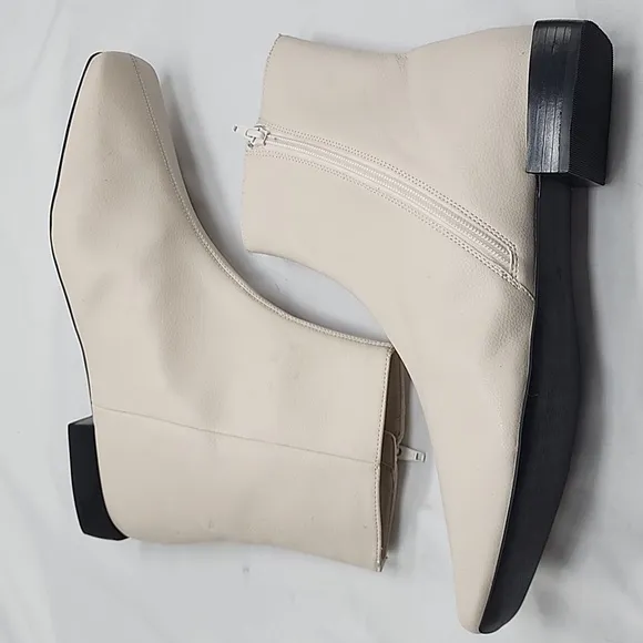 PAOLO LINEA■PAOLE RAD BOOTIES■ CREAM COLOR■100% LEATHER■SIDE ZIP■LADIES.12■NWOB