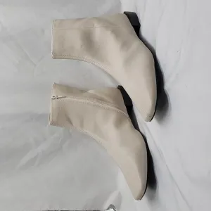 PAOLO LINEA■PAOLE RAD BOOTIES■ CREAM COLOR■100% LEATHER■SIDE ZIP■LADIES.12■NWOB