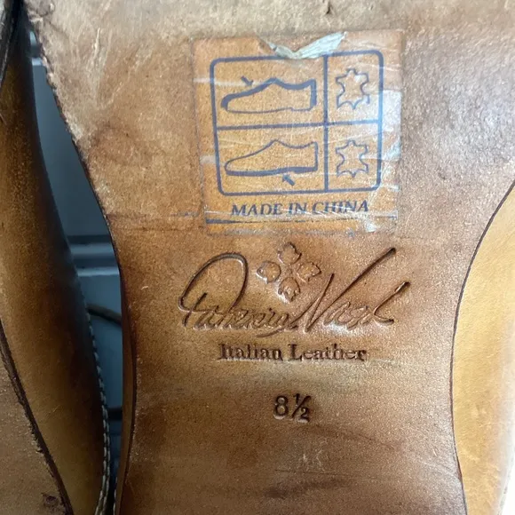 Patricia Nash Anna Block Heel Oxford Italian Leather Shoes Carmel Brown