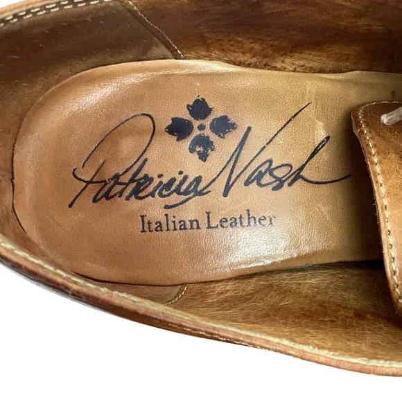 Patricia Nash Anna Block Heel Oxford Italian Leather Shoes Carmel Brown