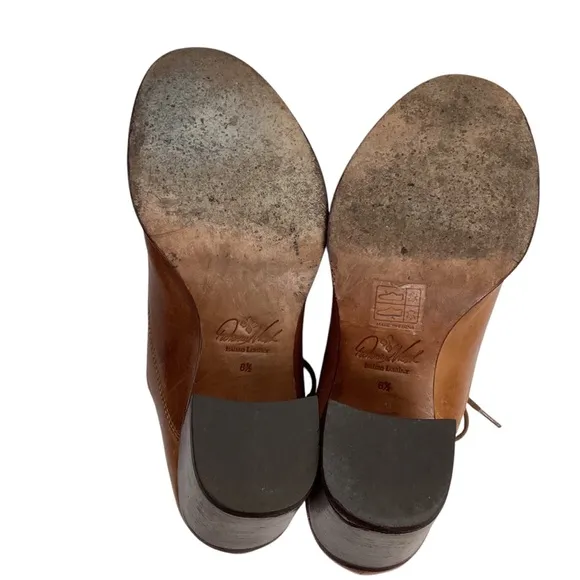 Patricia Nash Anna Block Heel Oxford Italian Leather Shoes Carmel Brown