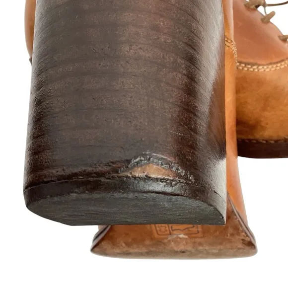 Patricia Nash Anna Block Heel Oxford Italian Leather Shoes Carmel Brown