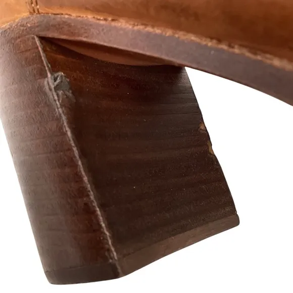 Patricia Nash Anna Block Heel Oxford Italian Leather Shoes Carmel Brown