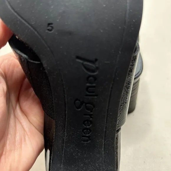 Paul Green Cici Sandal Leather Cross Band Black Crinkle Women 7.5 Tried On