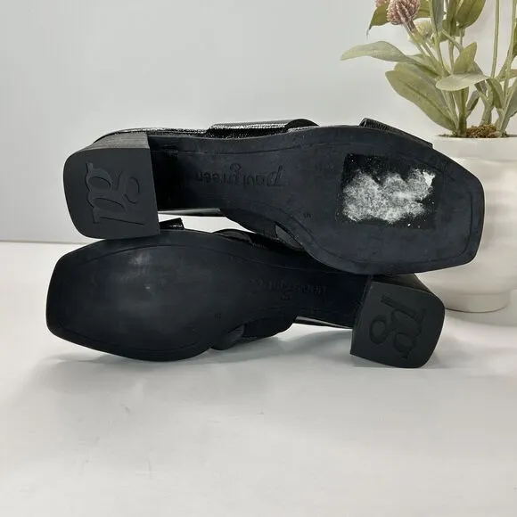 Paul Green Cici Sandal Leather Cross Band Black Crinkle Women 7.5 Tried On