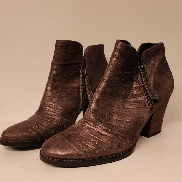PAUL GREEN Malibu Sliced Zip Bootie Size 3.5UK/6 US Smoke Brush Metallic Leather