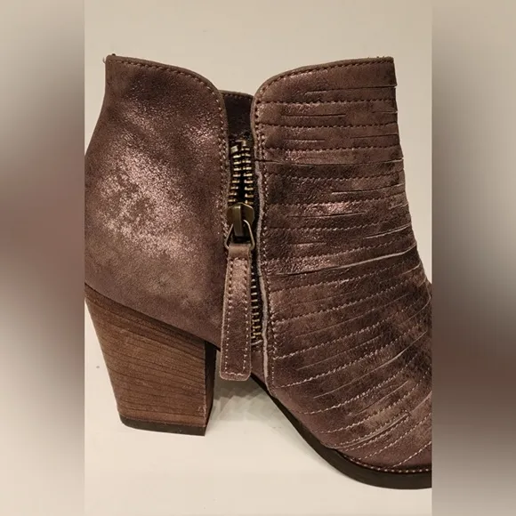 PAUL GREEN Malibu Sliced Zip Bootie Size 3.5UK/6 US Smoke Brush Metallic Leather