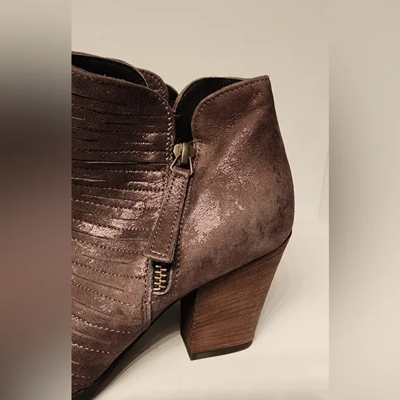 PAUL GREEN Malibu Sliced Zip Bootie Size 3.5UK/6 US Smoke Brush Metallic Leather