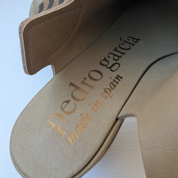 Pedro Garcia Black and Tan Wedge Sandals with Slip-On Design