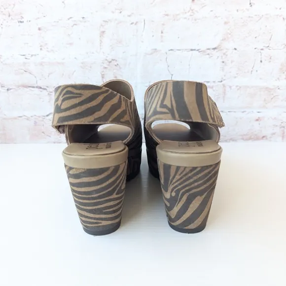 Pedro Garcia Black and Tan Wedge Sandals with Slip-On Design