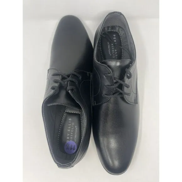 Perry Ellis Portfolio Jess Black Oxford Dress Shoes Ultra Foam Mens Size‎ 11.5