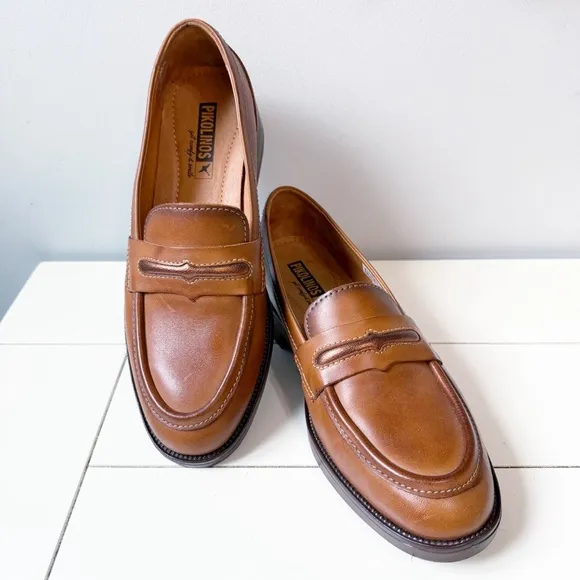 Pikolinos Puertollano Women's Leather Loafers Brandy Brown Size 6/36