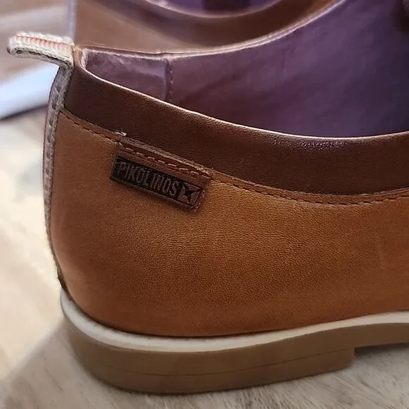 PIKOLINOS STYLE: PYRGOS CAP-TOE BROWN LEATHER LACELESS LADIES SIZE 41 IN GUC