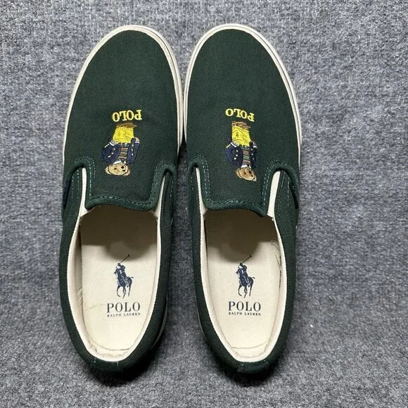Polo Ralph Lauren Polo Bear Keaton Slip On Sneaker Shoes Green Men's Size 10