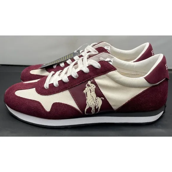 Polo Ralph Lauren RRL Maroon White Train 85 Run Gym Shoes Mens 9 NEW Fast Ship