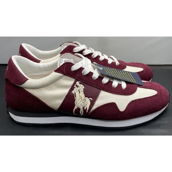 Polo Ralph Lauren RRL Maroon White Train 85 Run Gym Shoes Mens 9 NEW Fast Ship