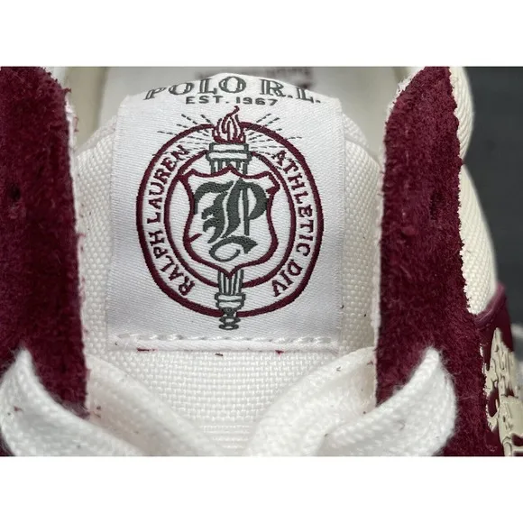 Polo Ralph Lauren RRL Maroon White Train 85 Run Gym Shoes Mens 9 NEW Fast Ship