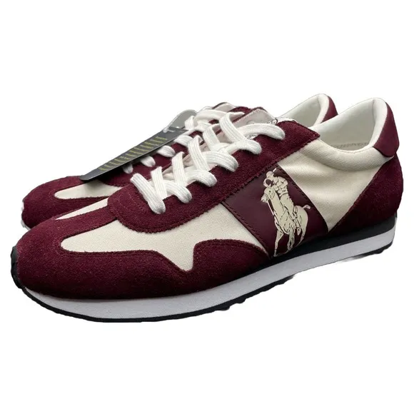 Polo Ralph Lauren RRL Maroon White Train 85 Run Gym Shoes Mens 9 NEW Fast Ship