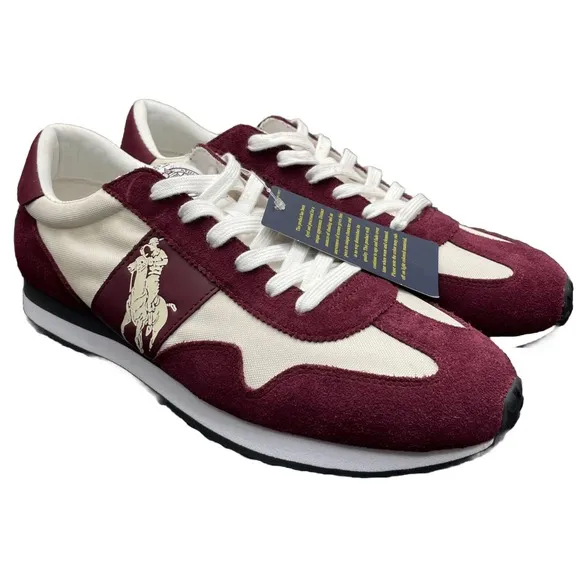 Polo Ralph Lauren RRL Maroon White Train 85 Run Gym Shoes Mens 9 NEW Fast Ship