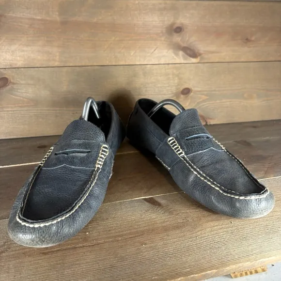 polo ralph lauren telly mens size 11.5 shoes blue leather slip on driving loafer