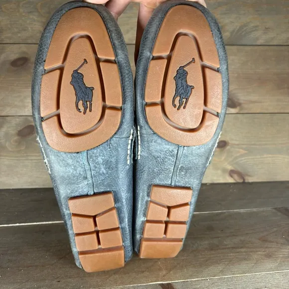 polo ralph lauren telly mens size 11.5 shoes blue leather slip on driving loafer